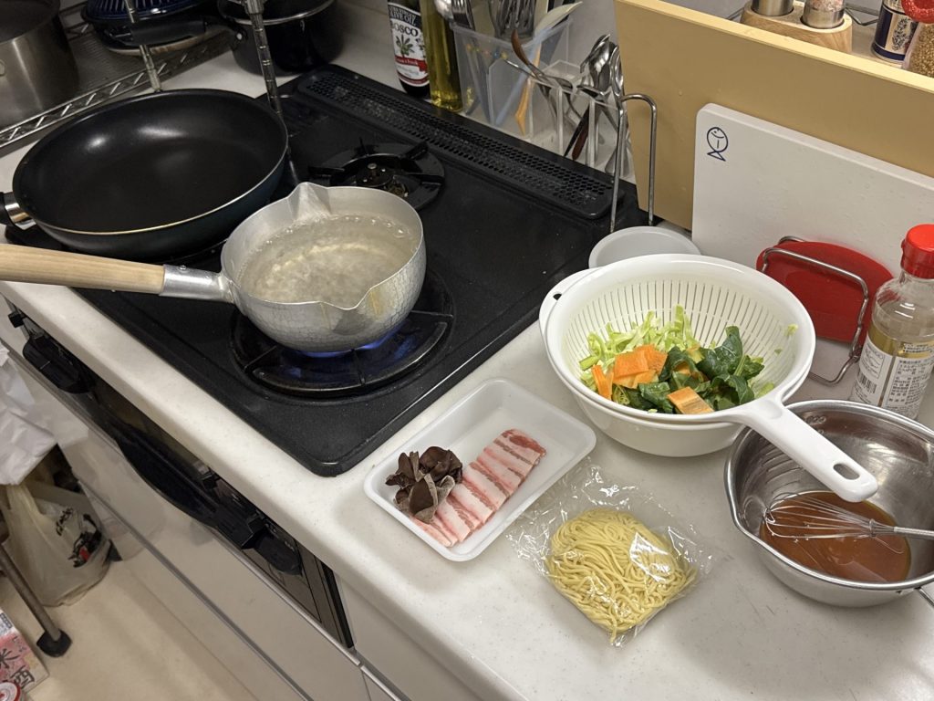 上海焼きそば試作風景